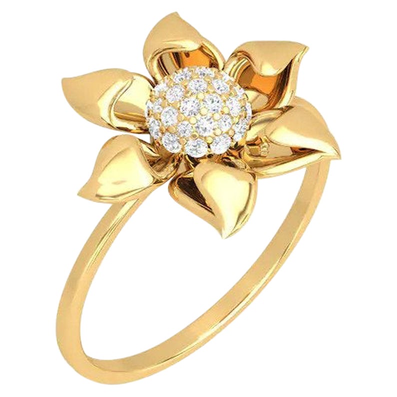 Blumenblumen-Diamantring aus 14 Karat Gold