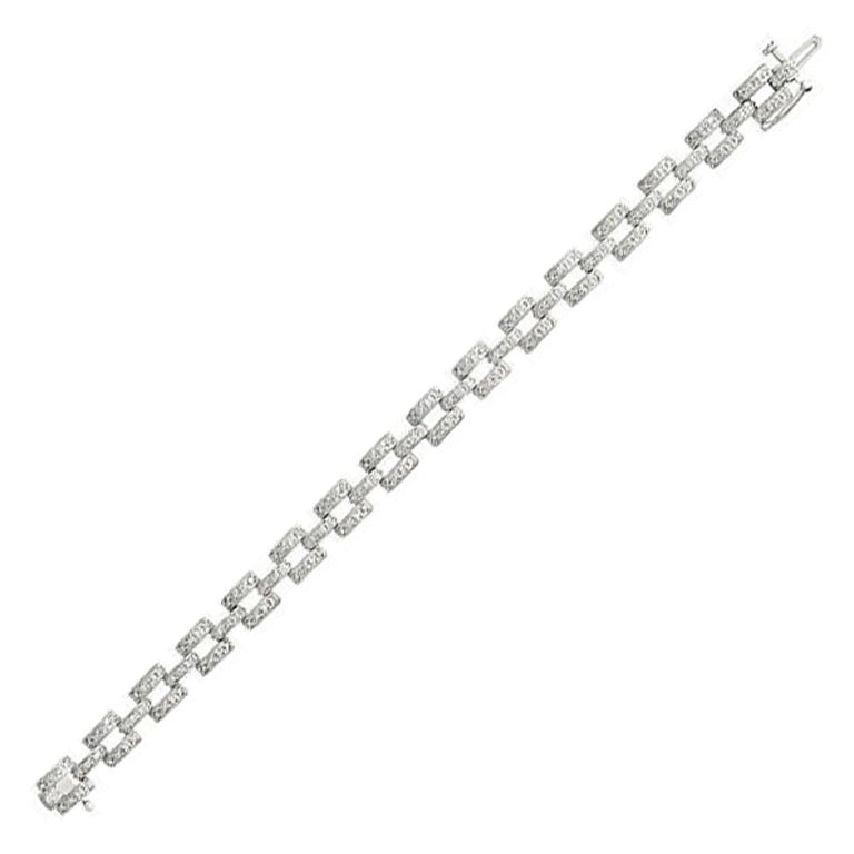 1.25 Carat Natural Diamond Bracelet G SI 14K White Gold For Sale