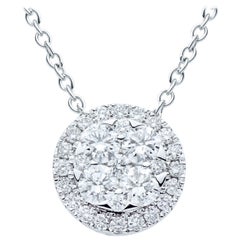 Pendentif circulaire en or blanc 18 carats avec diamants