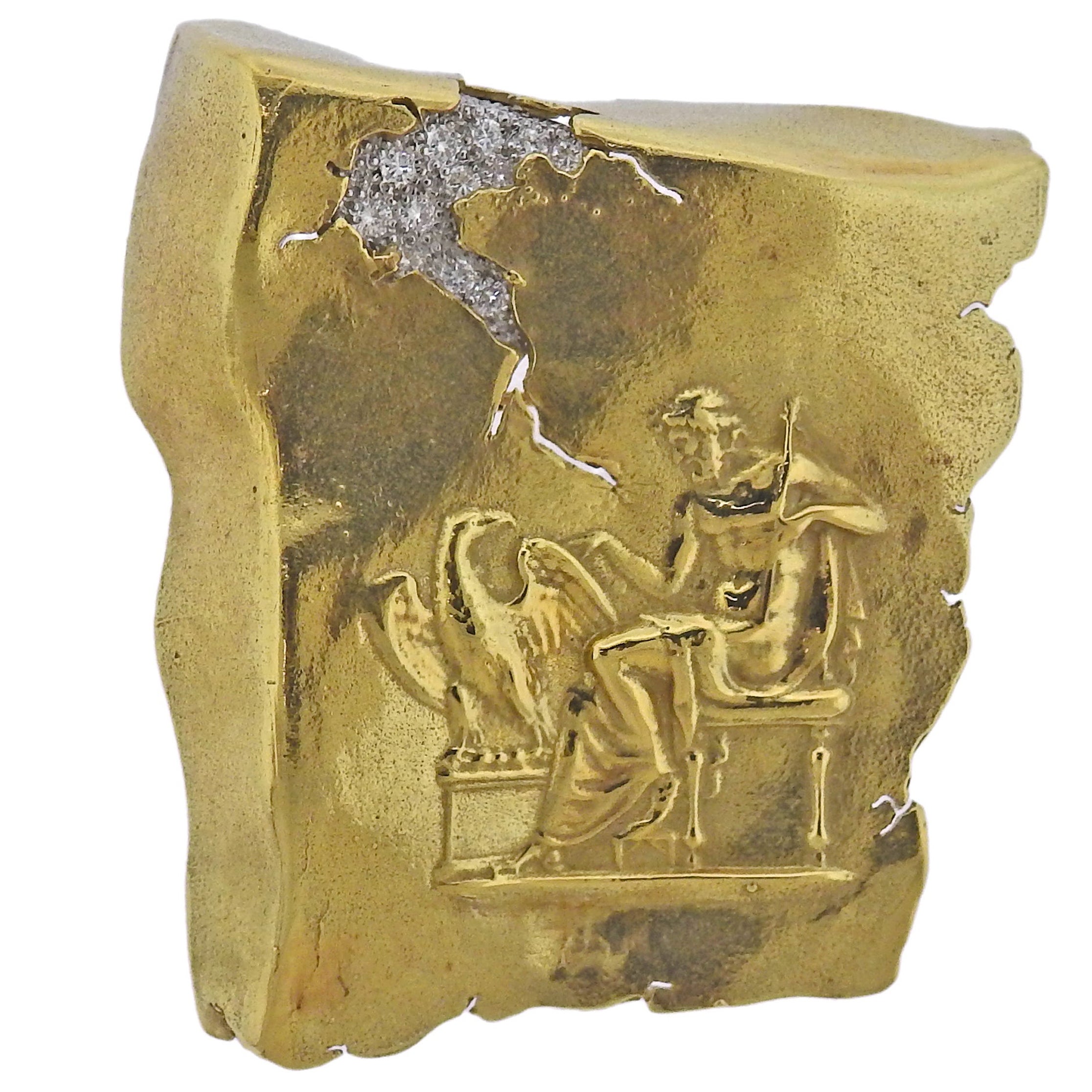 Seidengang Athena Diamond Gold Platinum Brooch Pin