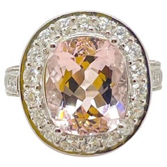 Used Platinum Morganite & Diamond Cocktail Ring