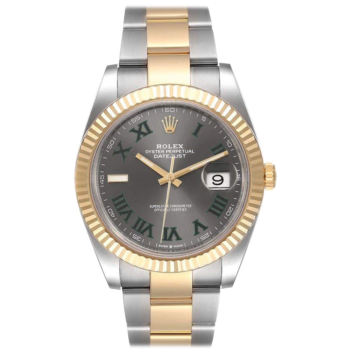 Rolex Datejust Two Tone Wimbledon Dial Oyster Fluted Men's Watch 126333