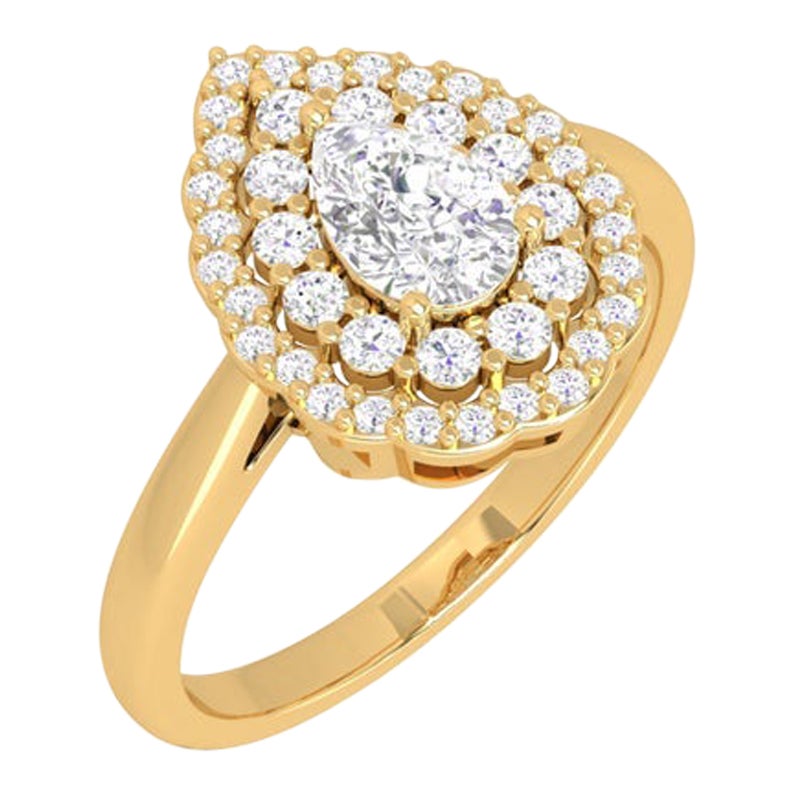 Pear Diamond 14 Karat Gold Diamond Viva Ring For Sale