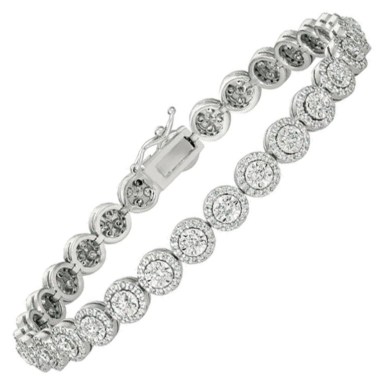 3.75 Carat Natural Diamond Bracelet G SI 14K White Gold