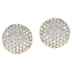 Boucles d'oreilles circulaires en or jaune 14 carats avec diamants ronds de 4,50 carats