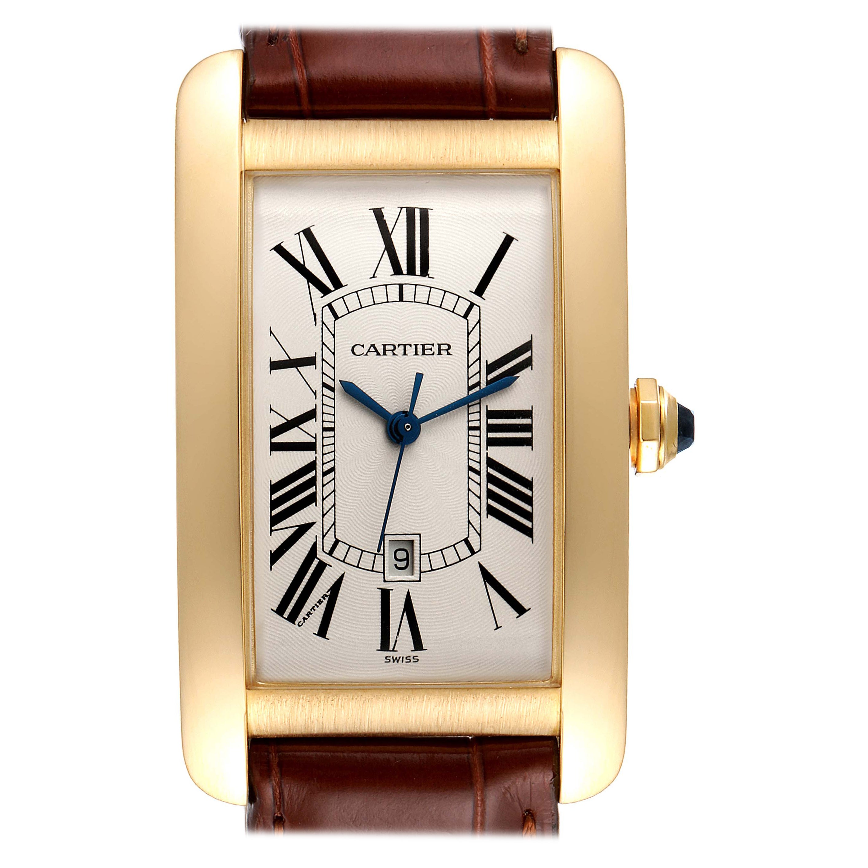 Cartier Tank Americaine Yellow Gold Automatic Mens Watch W2603156 For Sale