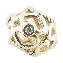 Pandora Retired 14K Gold Open Heart Diamond Bead #750466D