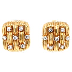 Vintage Tiffany & Co. Diamond 18 Karat Gold Ear Clips