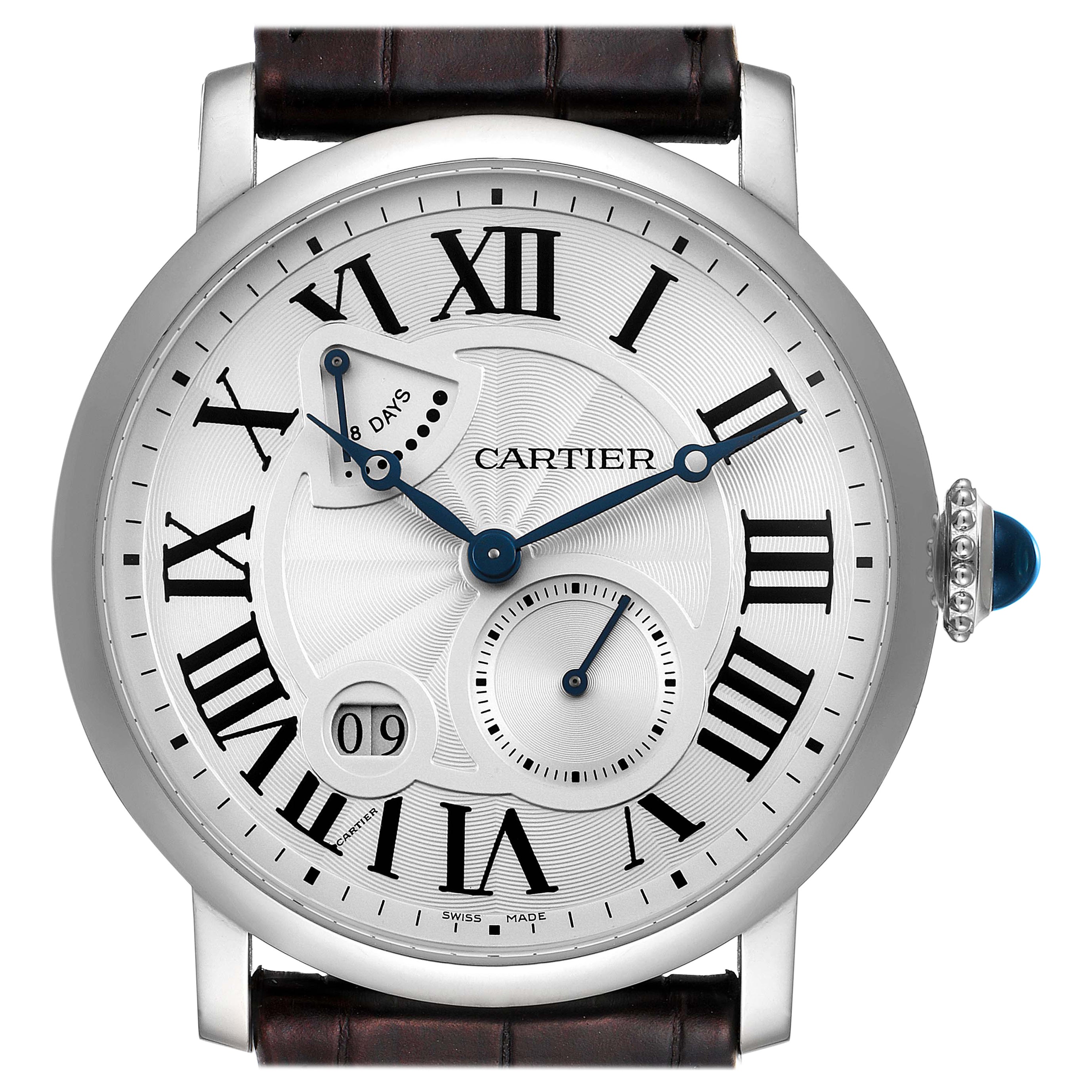 Cartier Rotonde Silver Dial White Gold Mens Watch W1556202 en vente