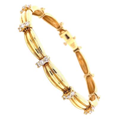 Tiffany and Co. Gold and Diamond Cluster Link Bracelet at 1stDibs