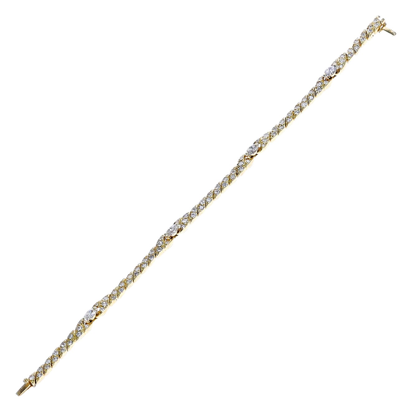 Van Cleef & Arpels Round and Marquise Diamonds 18k Bracelet For Sale