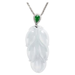 Icy Jade Leaf Hand Carved Certified Untreated