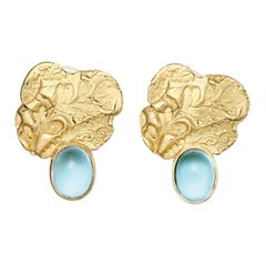 Susan Lister Locke 6.5 Carat Paraiba Tourmaline Cloud Earrings in 18kt Gold