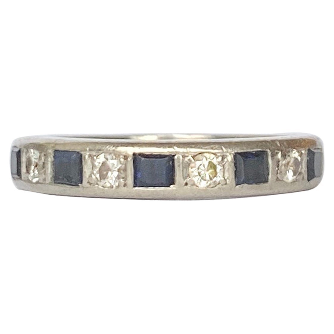 Art Deco Sapphire Diamond 18 Carat Gold Half Eternity Band