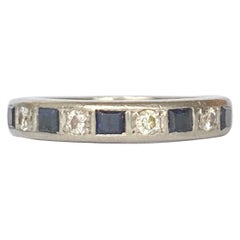 Antique Art Deco Sapphire Diamond 18 Carat Gold Half Eternity Band