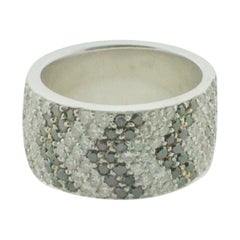 Breiter Eternity-Ring mit schwarzen und weißen Diamanten Pave' 2,30 Karat