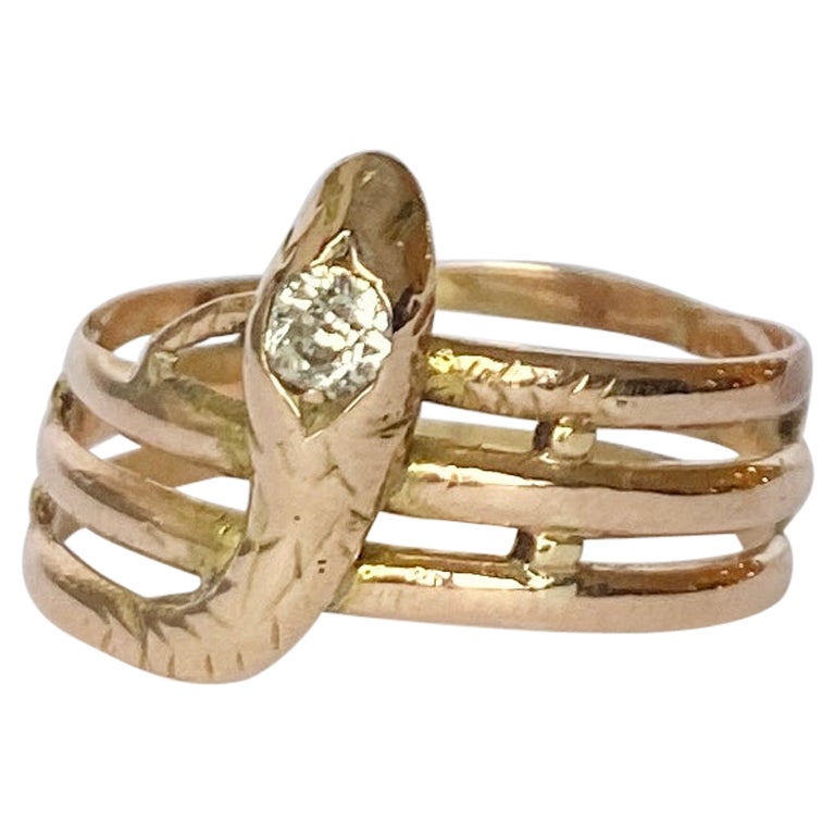Edwardian Diamond and 9 Carat Gold Snake Ring