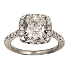 GIA Certified 1.58 Carat Cushion Brilliant Diamond Engagement Ring