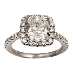 Anello di fidanzamento con diamante brillante a cuscino certificato GIA da 1,58 carati