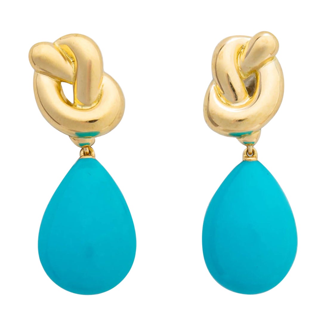 Angela Cummings Gold and Turquoise Drop Earrings