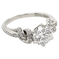 1.60ct Round Diamond Ring in Platinum with Pave Diamond Knots