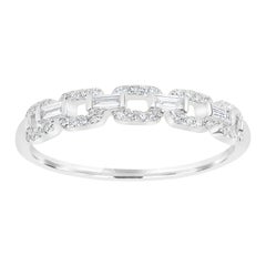 Luxuriöser runder Pave-Diamant-Gliederring aus 14k Weißgold