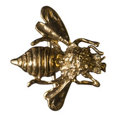 Bronze Handmade Brooch with Bee and Small Diamonds