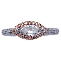 Zeitgenössischer 0,50 Karat Marquise-Diamant Rosa Diamant  14 Karat Gold Platin-Ring
