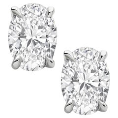 Exceptional Type 2A Flawless GIA Certified 4.00 Carat Oval Cut Diamond Studs