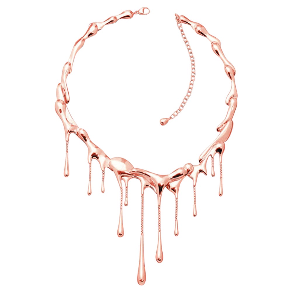 Rose Gold  Plated Drop Necklace  For Sale