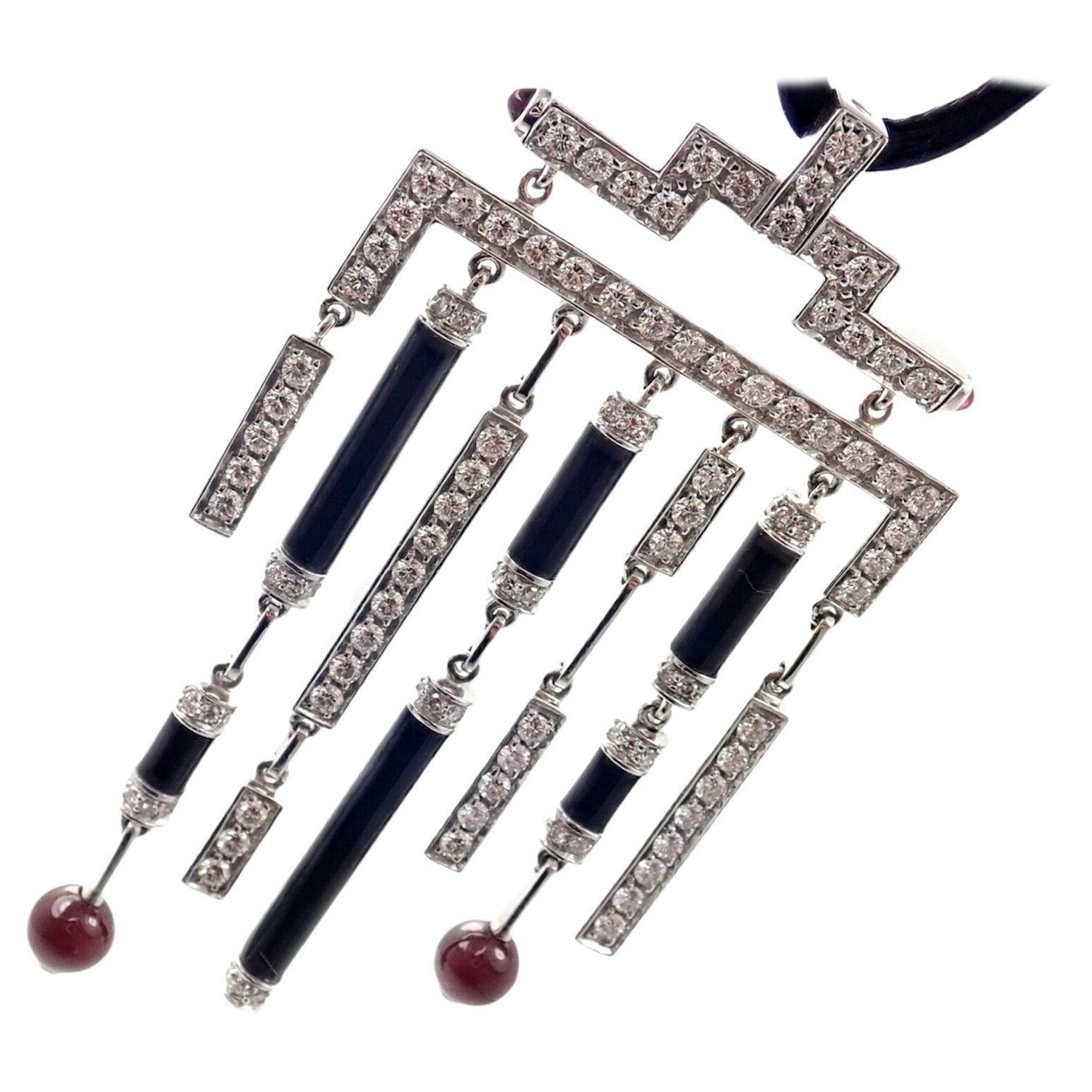 Collar Colgante Cartier Le Baiser Du Dragon Onyx Rubí Diamante Oro