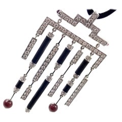 Cartier Le Baiser Du Dragon Onyx Ruby Diamond Gold Pendant Necklace