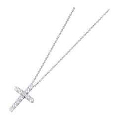 Tiffany & Co Platinum Diamond Small Cross Pendant