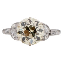 Art Deco Platinum Vintage Floral Motif 3Ct Solitaire Antique Engagement Ring