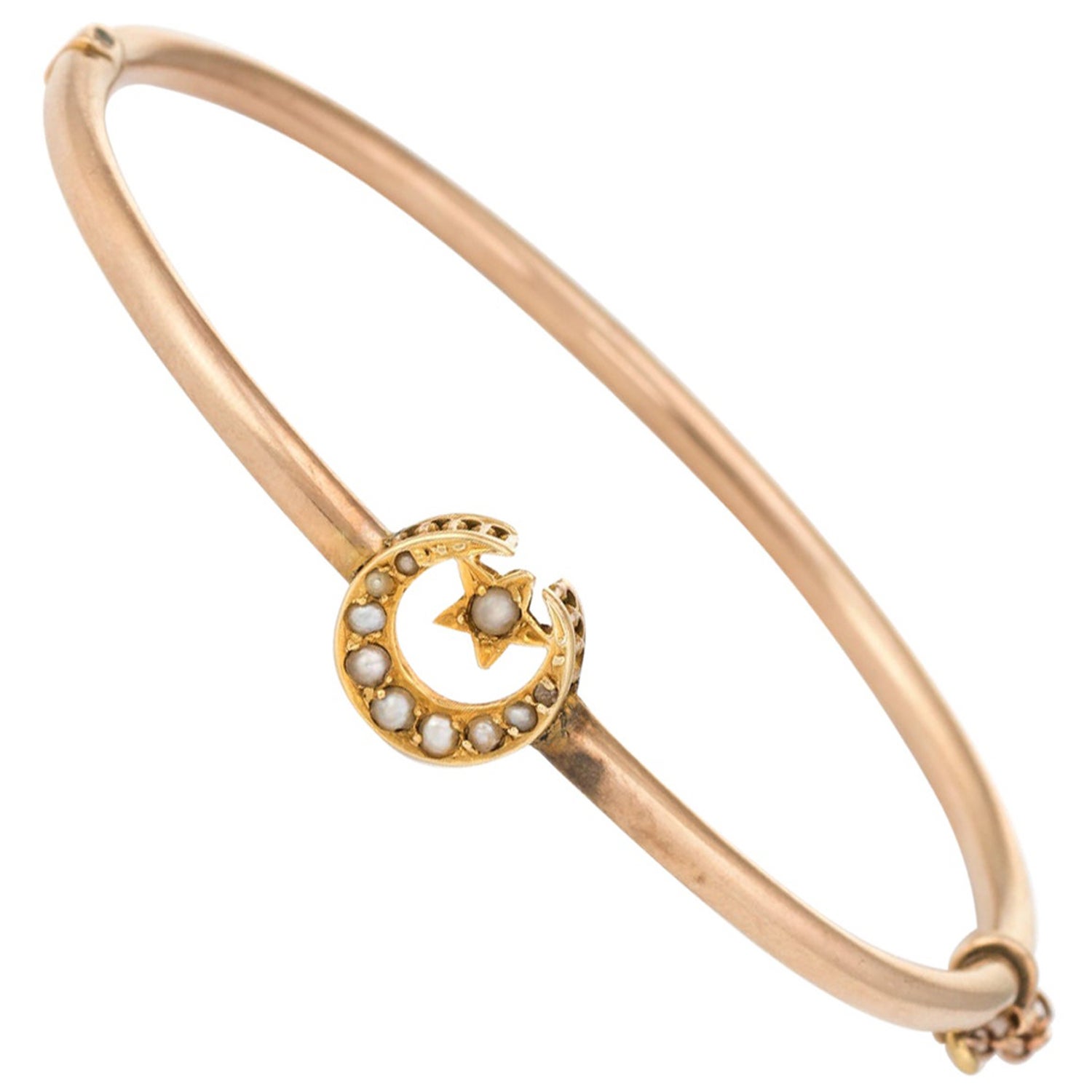 Antique Victorian Bangle Bracelet Crescent Moon Star 10k Rose Gold Fine  Vintage at 1stDibs | antique rose gold bangle, 10k gold bangle bracelet,  moon bracelets