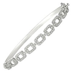 1.00 Carat Natural Diamond Bangle Chain Style Bracelet 14K White Gold