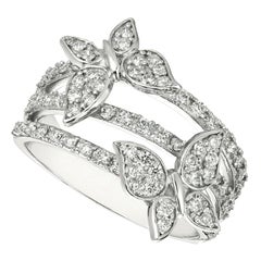 Bague papillon en or blanc 14 carats avec diamants naturels de 0,75 carat G SI