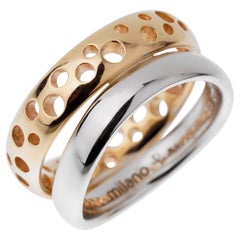 Pomellato White Rose Bubble Stacking Band Rings