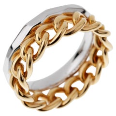Pomellato Cuban Link Rose White Gold Double Band Ring