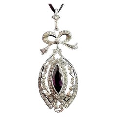 Vintage Edwardian Silver and Paste Drop Pendant, Belle Epoque