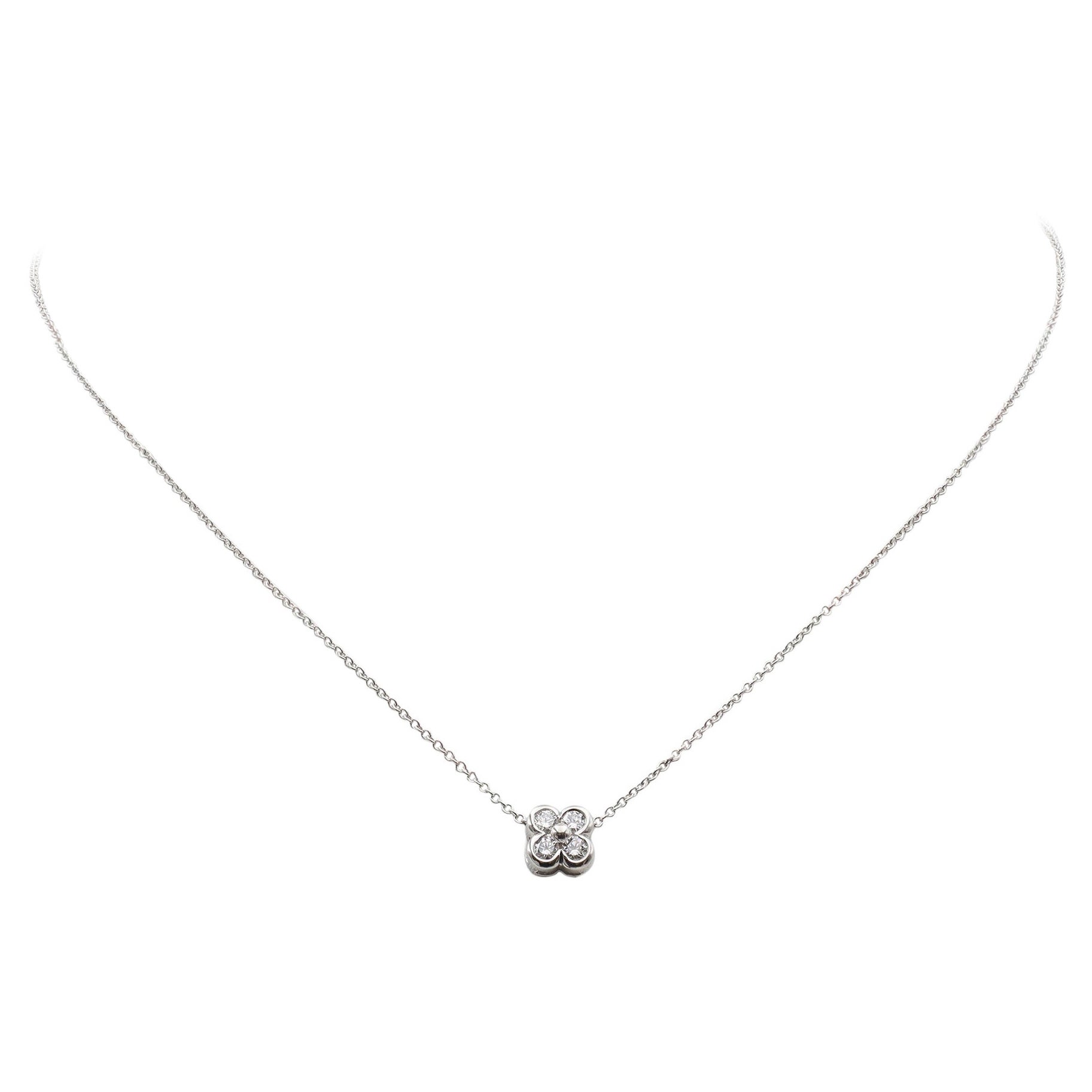 Tiffany & Co. Enchant Platinum Diamond Flower Pendant Necklace