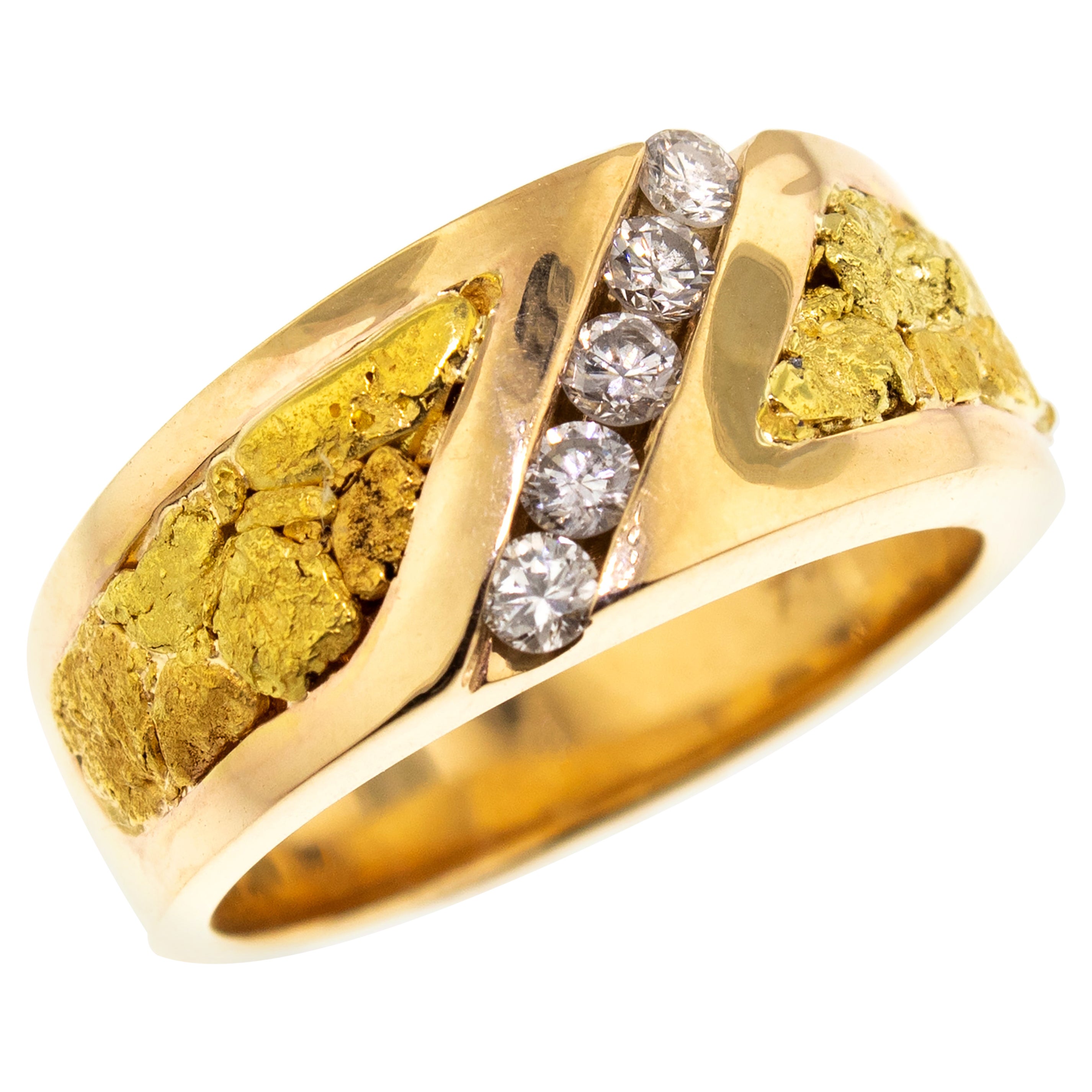Natural Surface Lapis and Gold Nugget 18 Karat Men's Ring at 1stDibs
