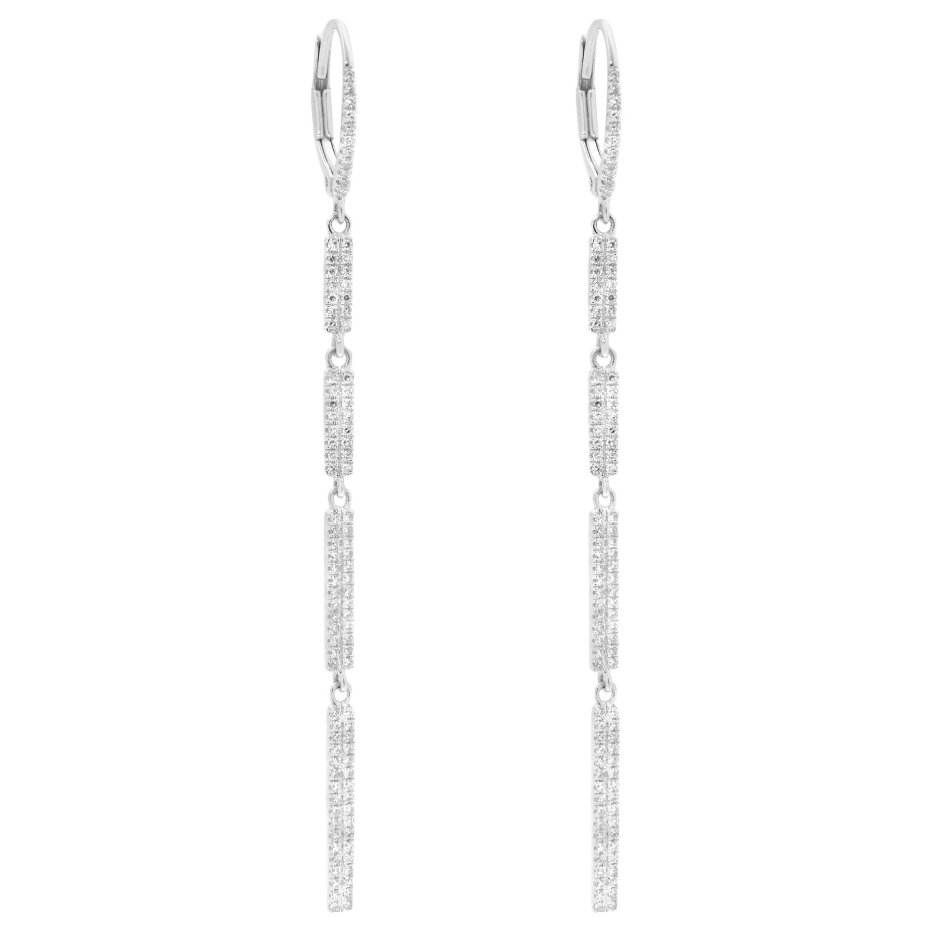 0.46Cttw Rachel Koen Diamond Drop Earrings 14K White Gold For Sale