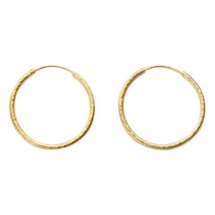 Susan Lister Locke Hand Hammered 20kt Gold Hoop Earrings - 35mm