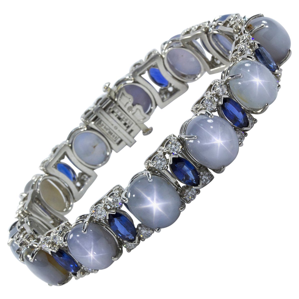 Oscar Heyman Platinum Star Sapphire, Sapphire & Diamond Bracelet