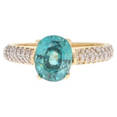 2.48 Carat Apatite Diamond 14 Karat Yellow Gold Engagement Ring