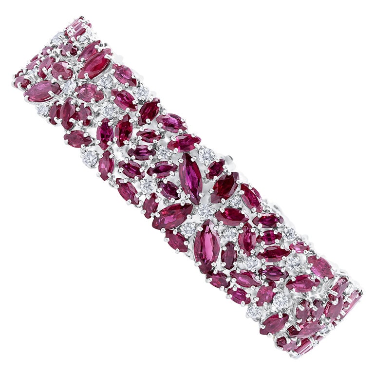 Oscar Heyman Marquise Ruby Scatter Bracelet For Sale at 1stDibs