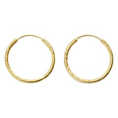 Susan Lister Locke Hand Hammered 20kt Gold Hoop Earrings - 30mm 