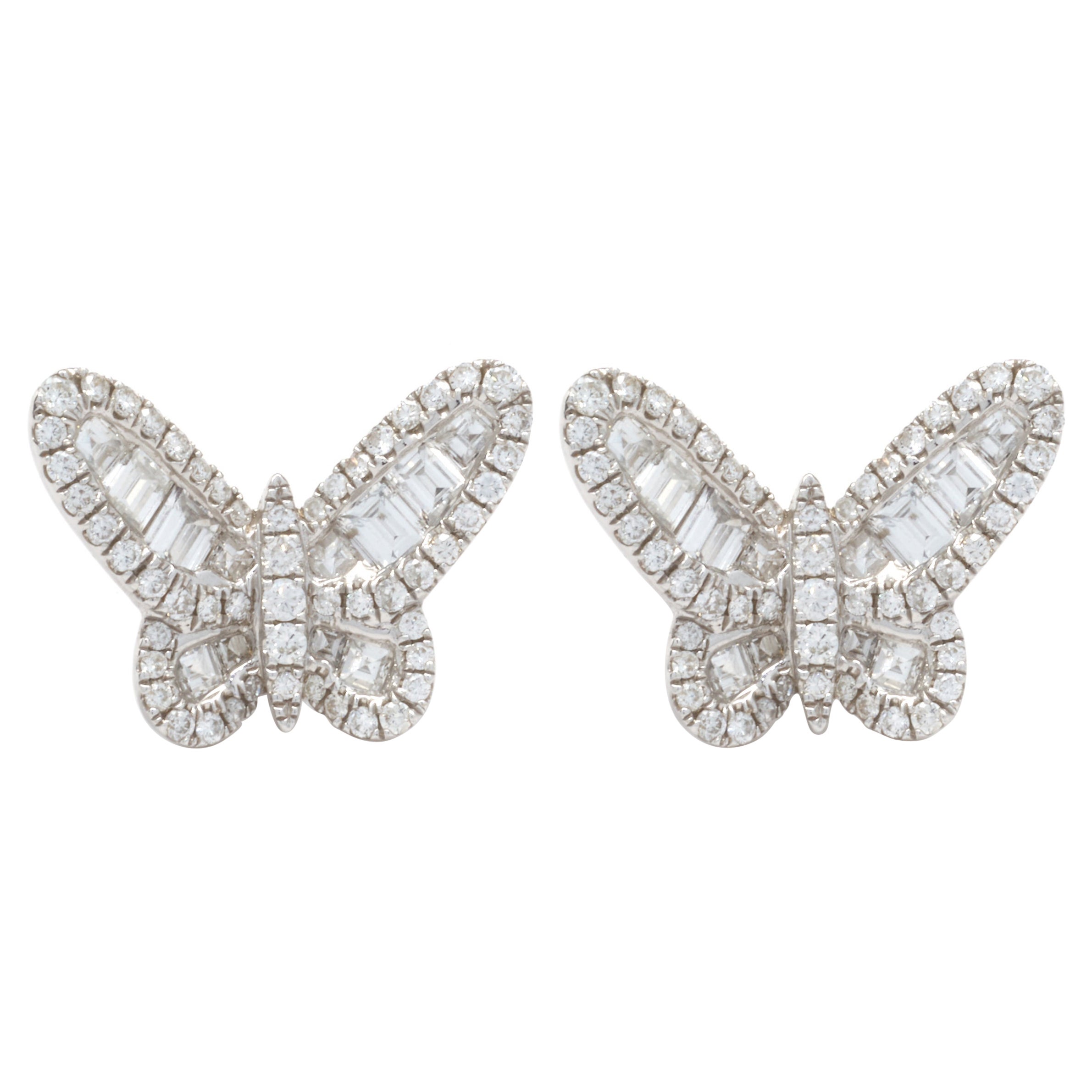DiamondSet Platinum Butterfly Earrings For Sale at 1stDibs