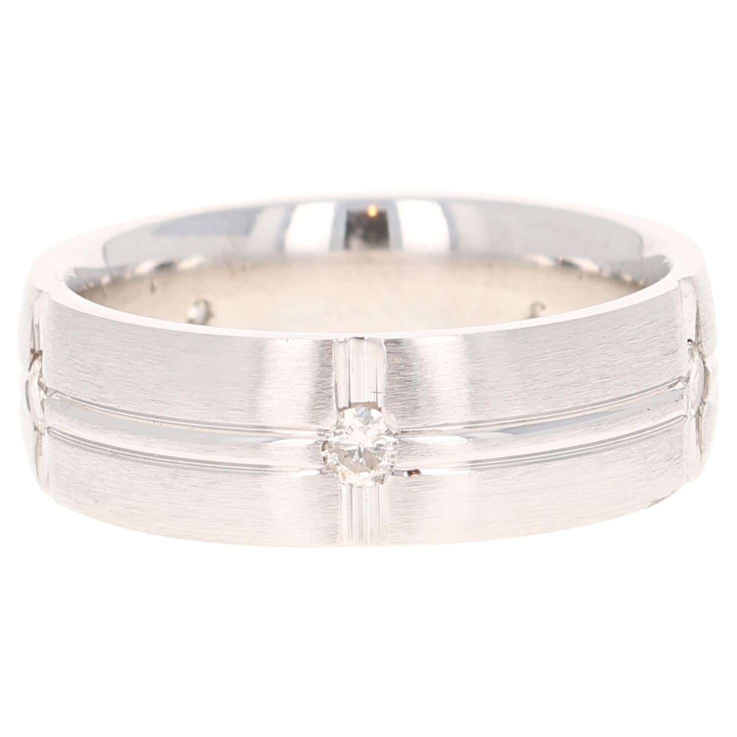 0.30 Carat Ladies Diamond Band 14 Karat White Gold Brushed Finish For Sale